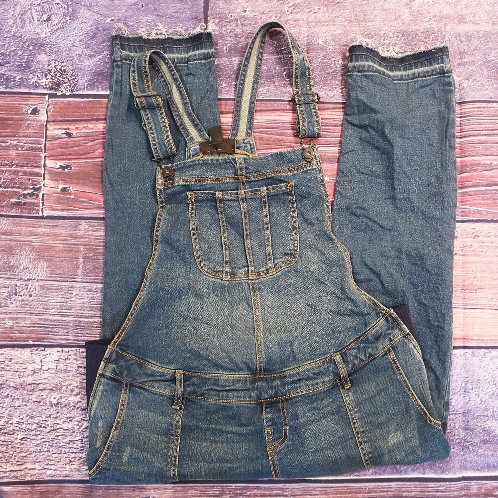 Maternity Skinny Vintage Wash Denim Overall